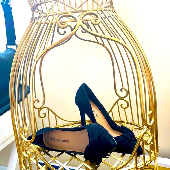 Audrey Brooke Shoes - Audrey Brooke Black Suede Bow Pumps